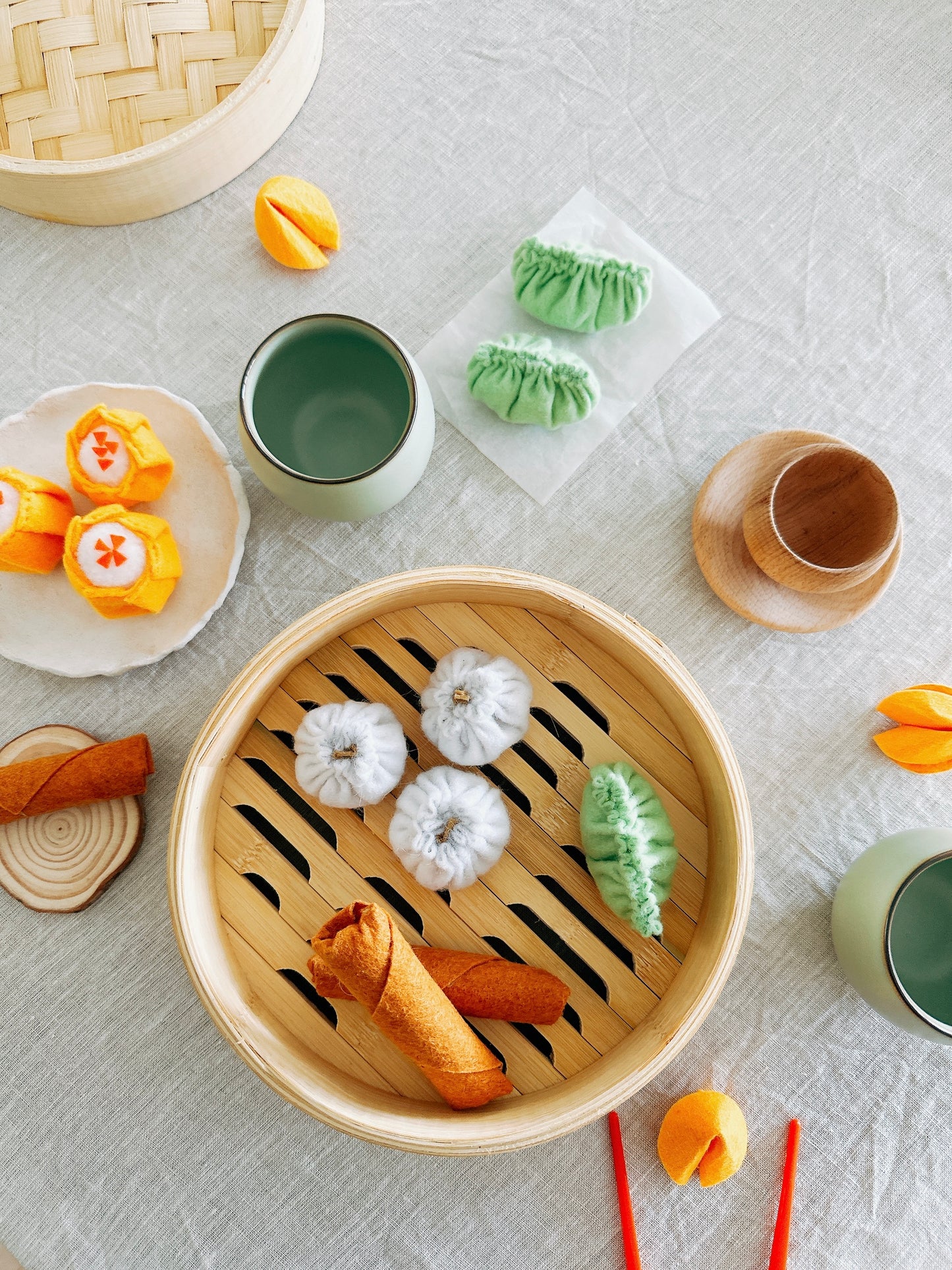 Felt dumpling set for Lunar New Year -  Pretend play, Sensory play, Soft Toys, Kids Gift, Small Kids Toys