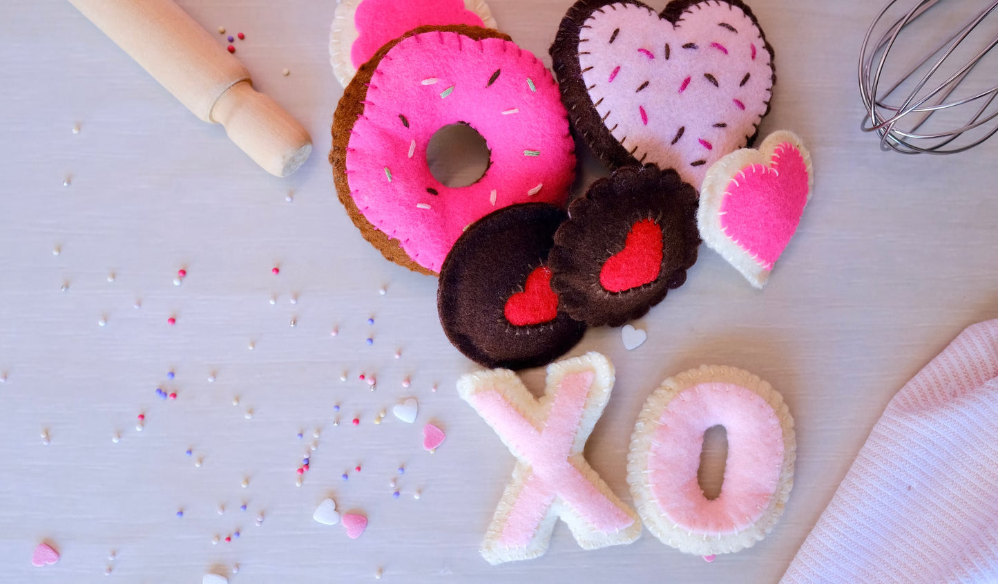 Felt Cookies and Doughnut set for Valentine's Day- Pretend play, Sensory play, Soft Kids Toys, Kids Gift, Small Kids Toys