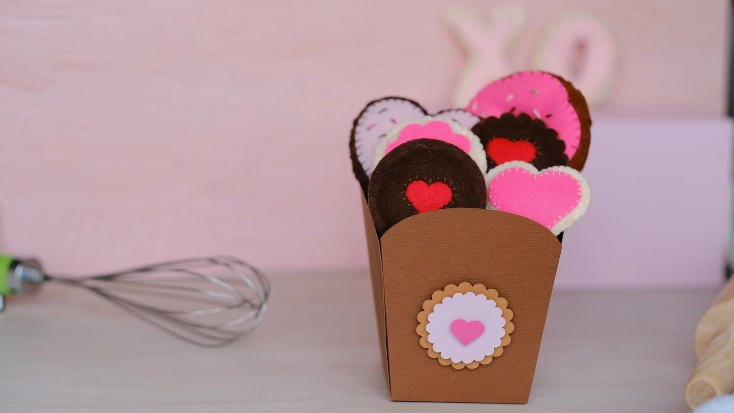 Felt Cookies and Doughnut set for Valentine's Day- Pretend play, Sensory play, Soft Kids Toys, Kids Gift, Small Kids Toys