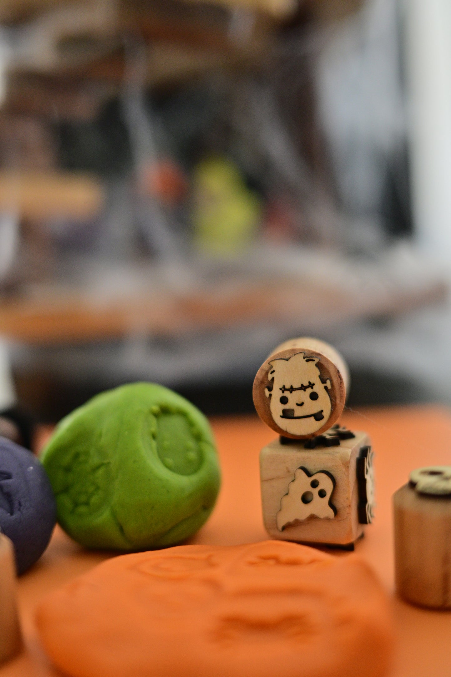 Eco-Friendly Halloween Wooden Stamps - playdough, sensory activities, kids gifts, non-toxic wooden toys